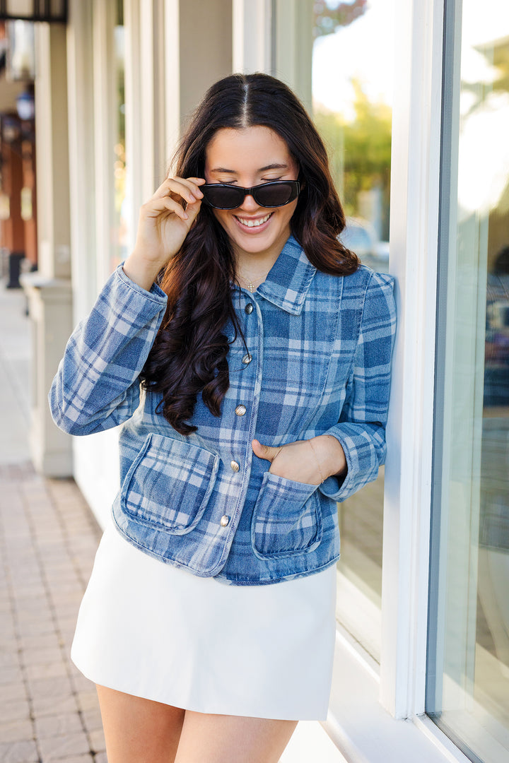 The Vivianne Denim Plaid Jacket