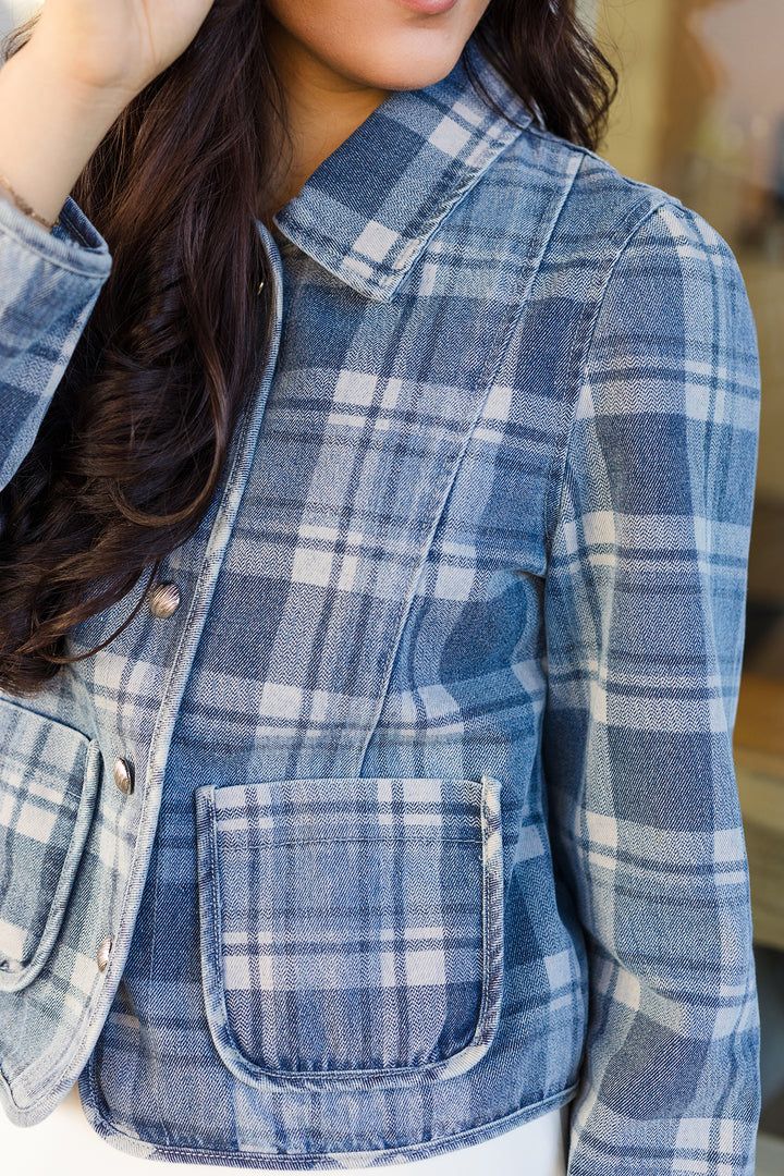 The Vivianne Denim Plaid Jacket