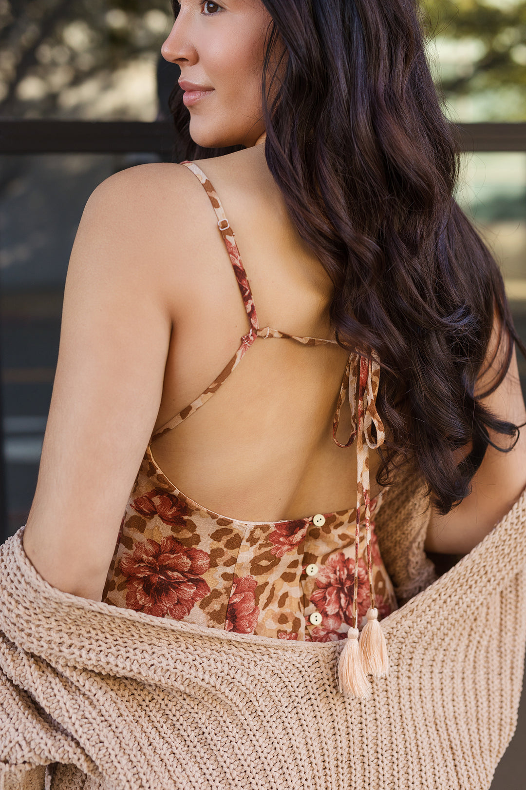 The Forever Autumn Floral Print Open Back Maxi Dress