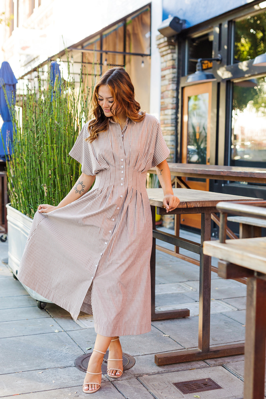 The Torrie Coco Striped Maxi Dress Large / Coco