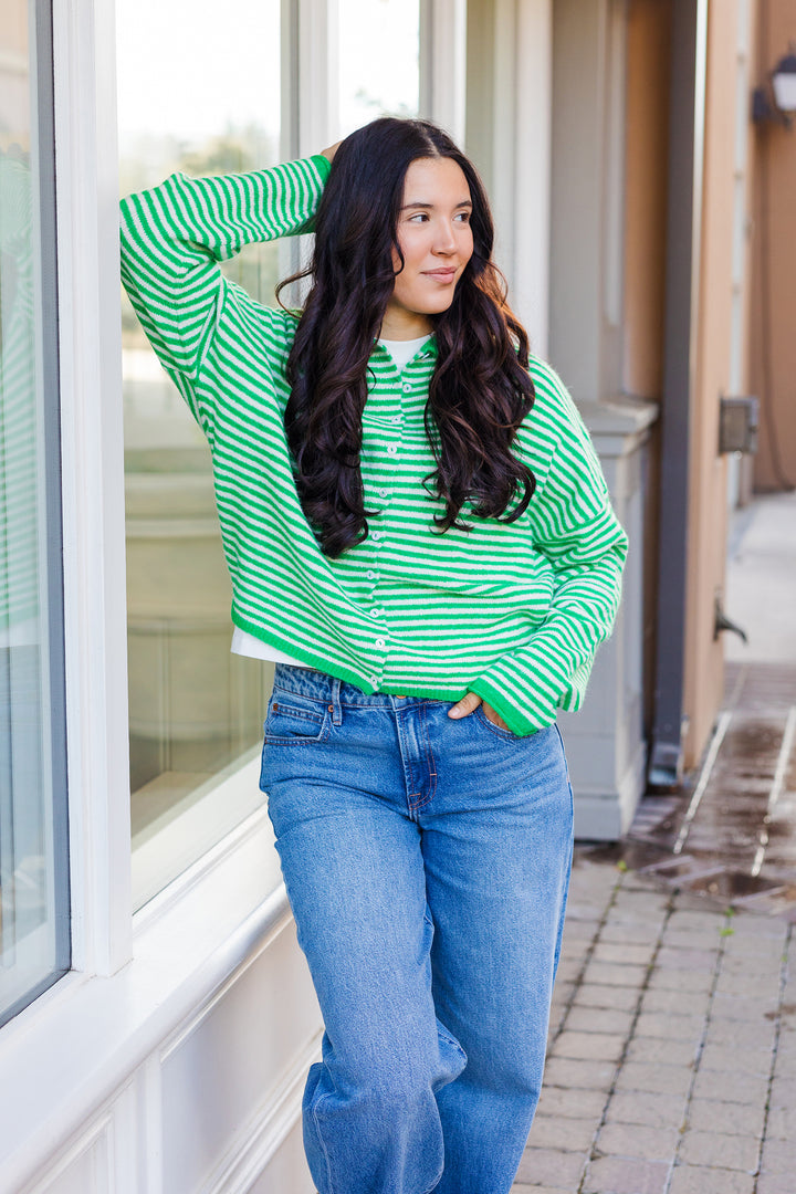 The Piper Striped Soft Cardigan Sweater