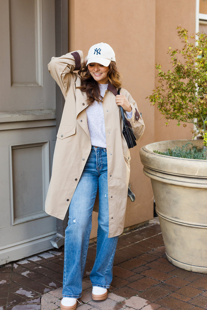 The Clocking Trends Khaky Long Trench Coat