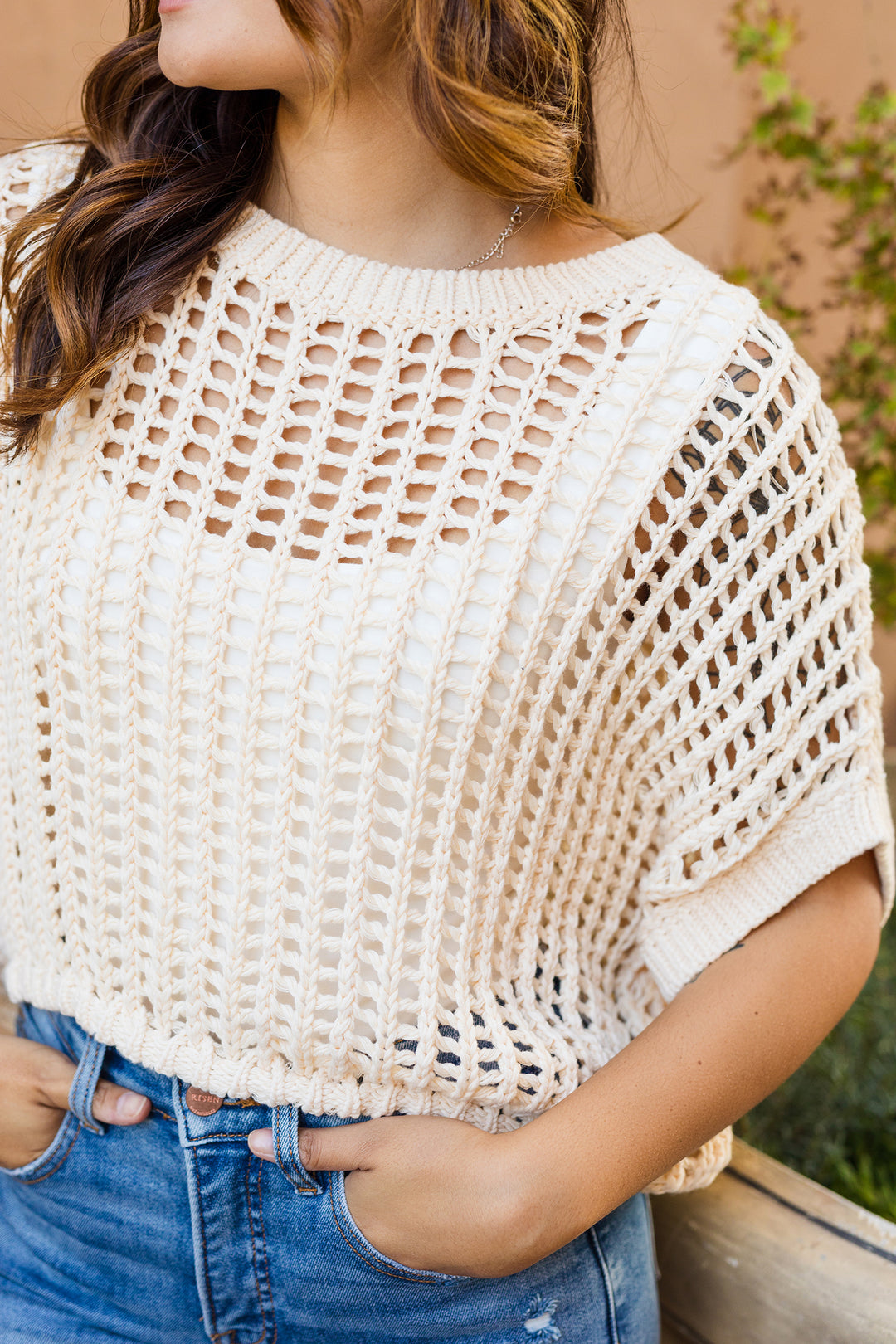 The Fall Breeze White Open Knit Sweater
