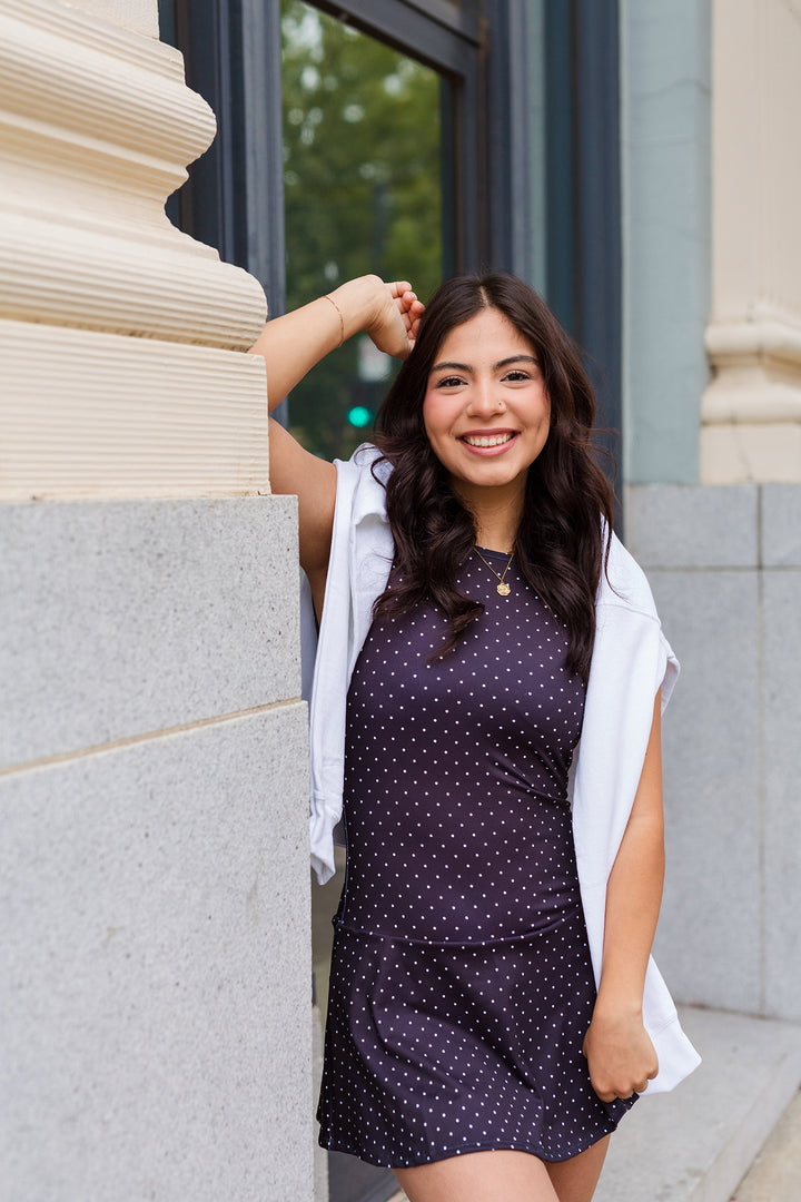The Hello Molly Black Polka Dot Athletic Dress
