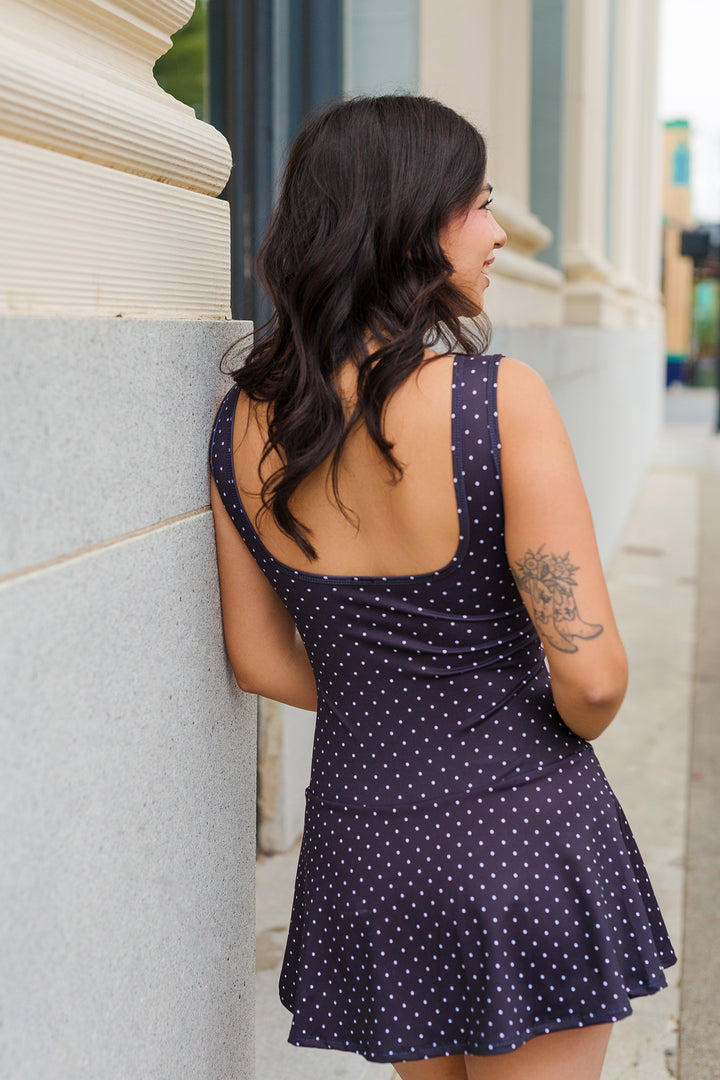 The Hello Molly Black Polka Dot Athletic Dress