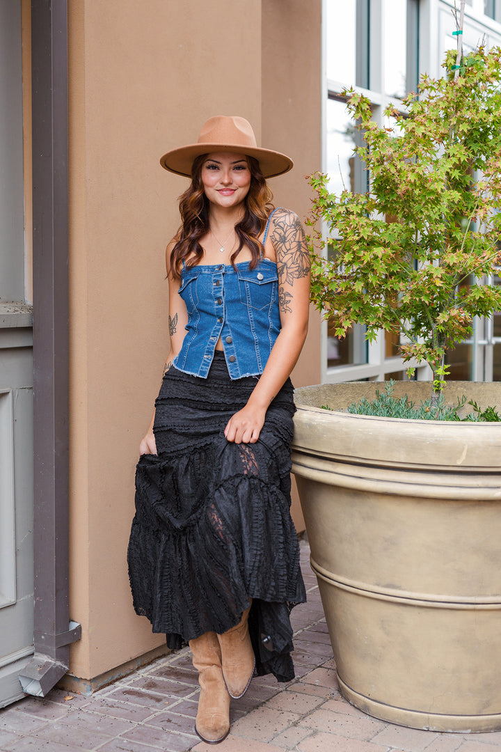 The Bohemian Black Lace Maxi Skirt
