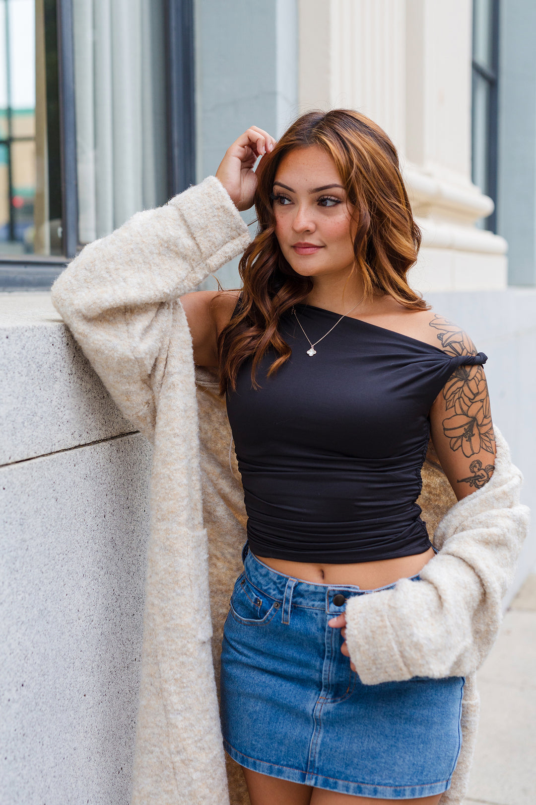 The Twist of Fate Off-Shoulder Knit Top