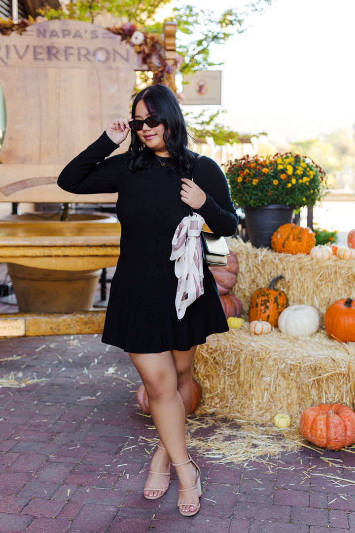 The Fall Is Calling Black Knit Sweater Dress