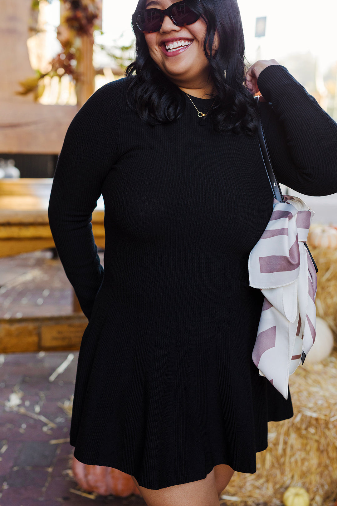 The Fall Is Calling Black Knit Sweater Dress