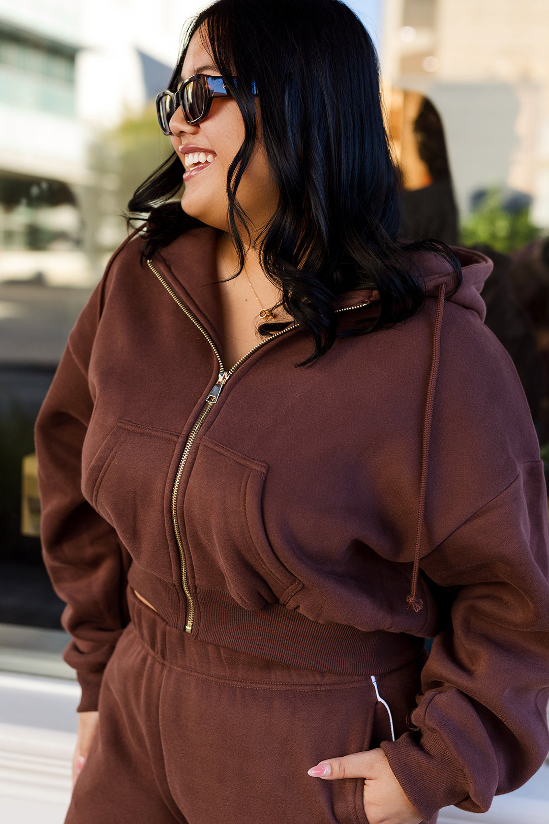 The Cozy Fleece Oversized Crop Full Zip Hoodie