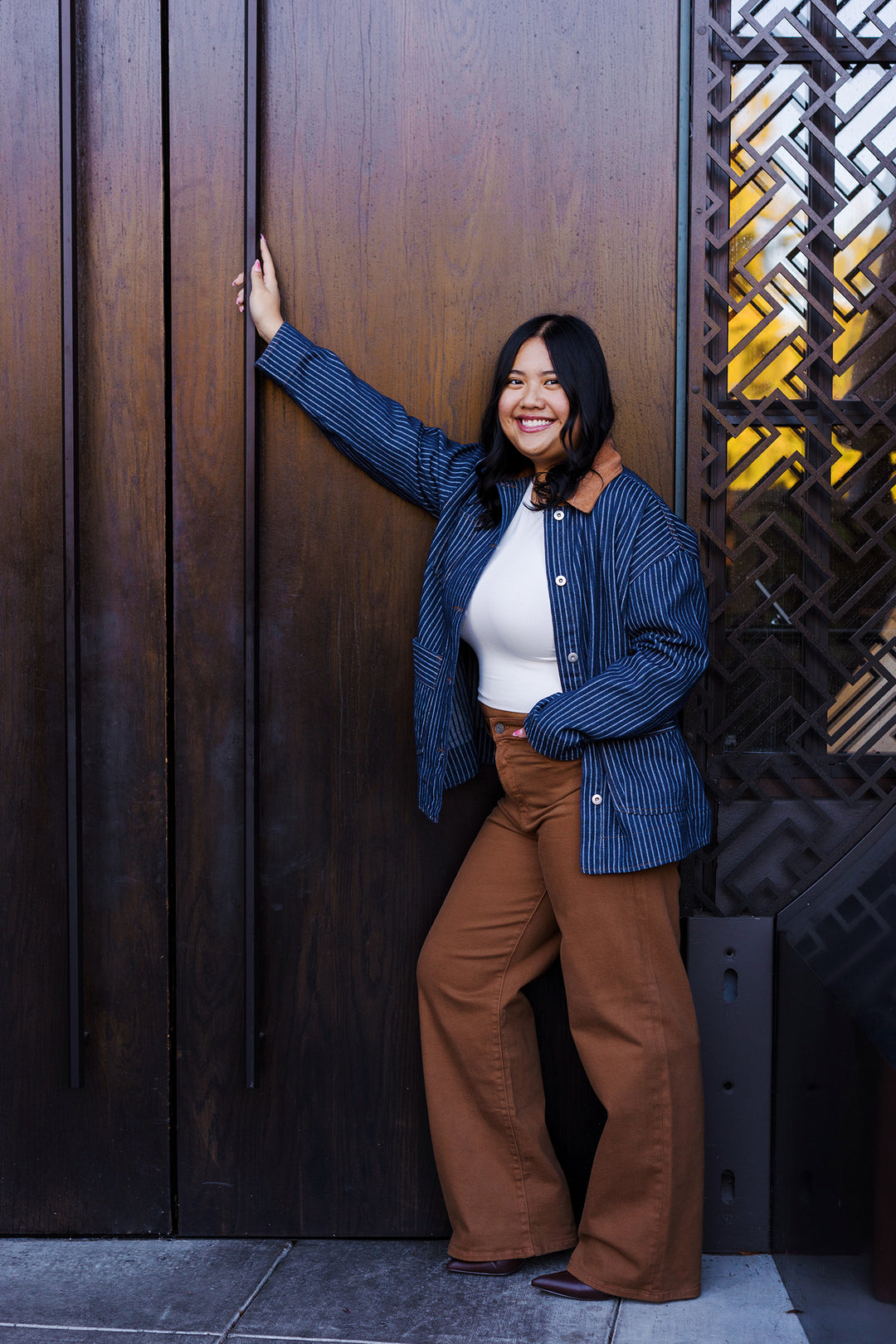 The Bridget Denim Striped Barn Jacket