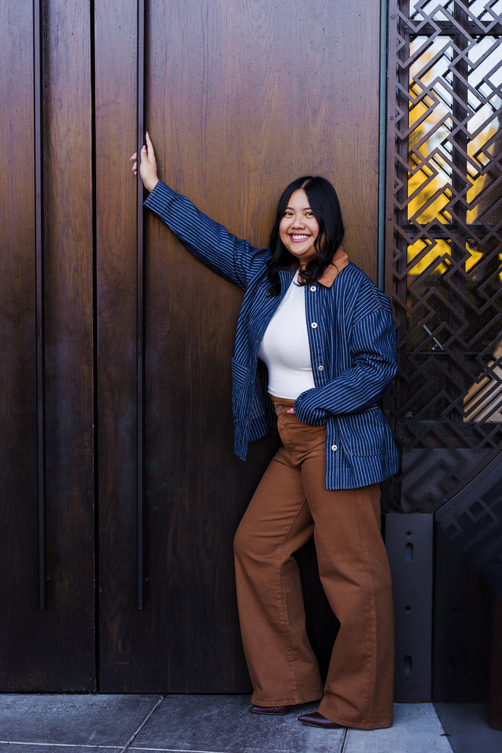 The Bridget Denim Striped Barn Jacket