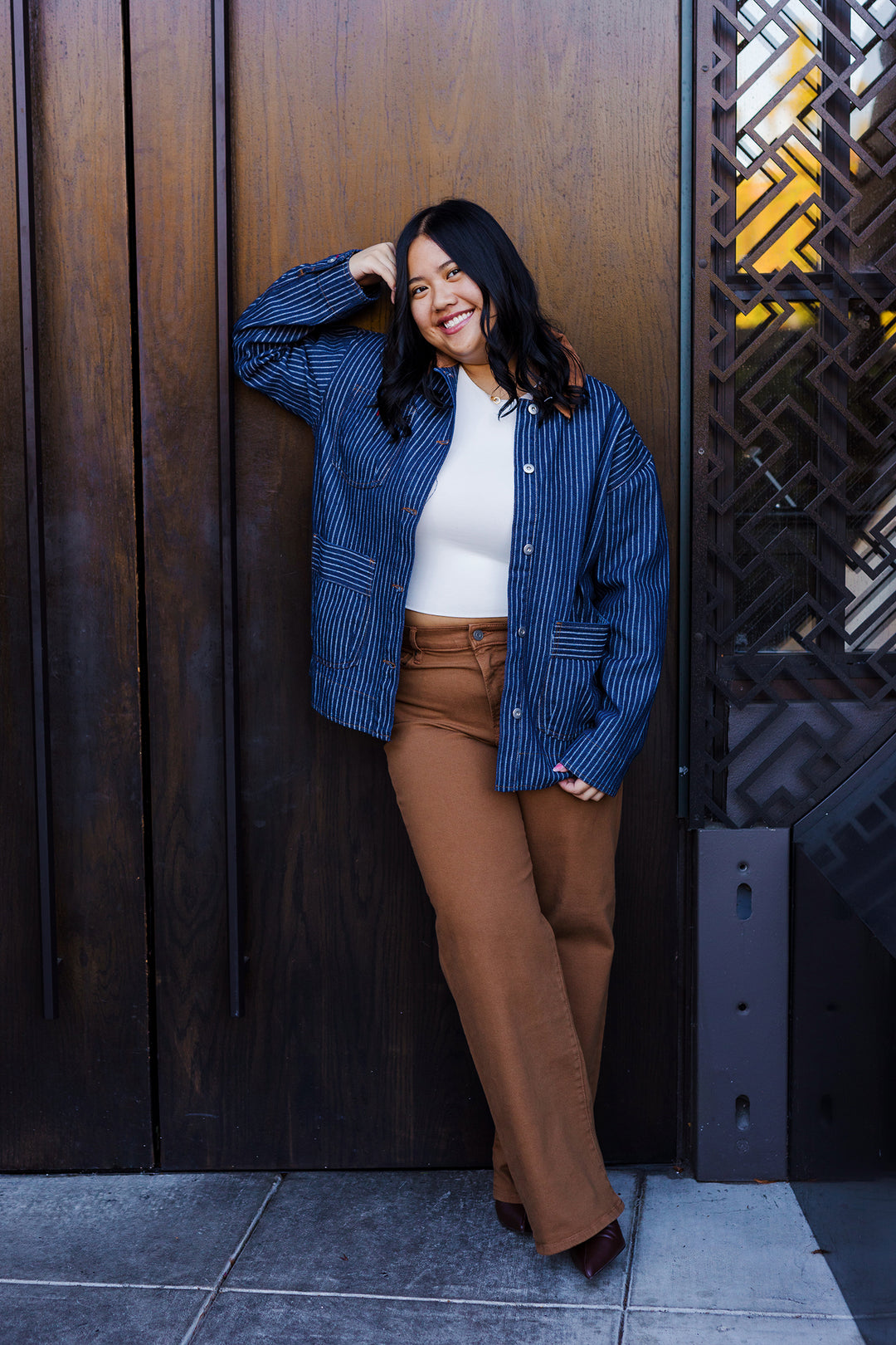 The Bridget Denim Striped Barn Jacket