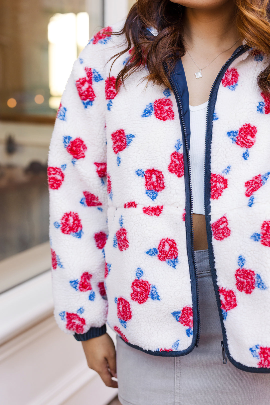 The Rosie Posie Oversized Fleece Zip Up Jacket