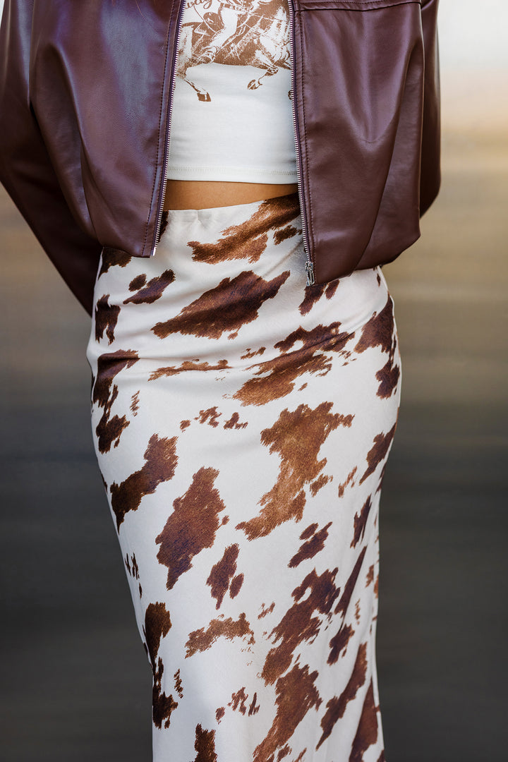 The Western Chic Satin Midi Skirt