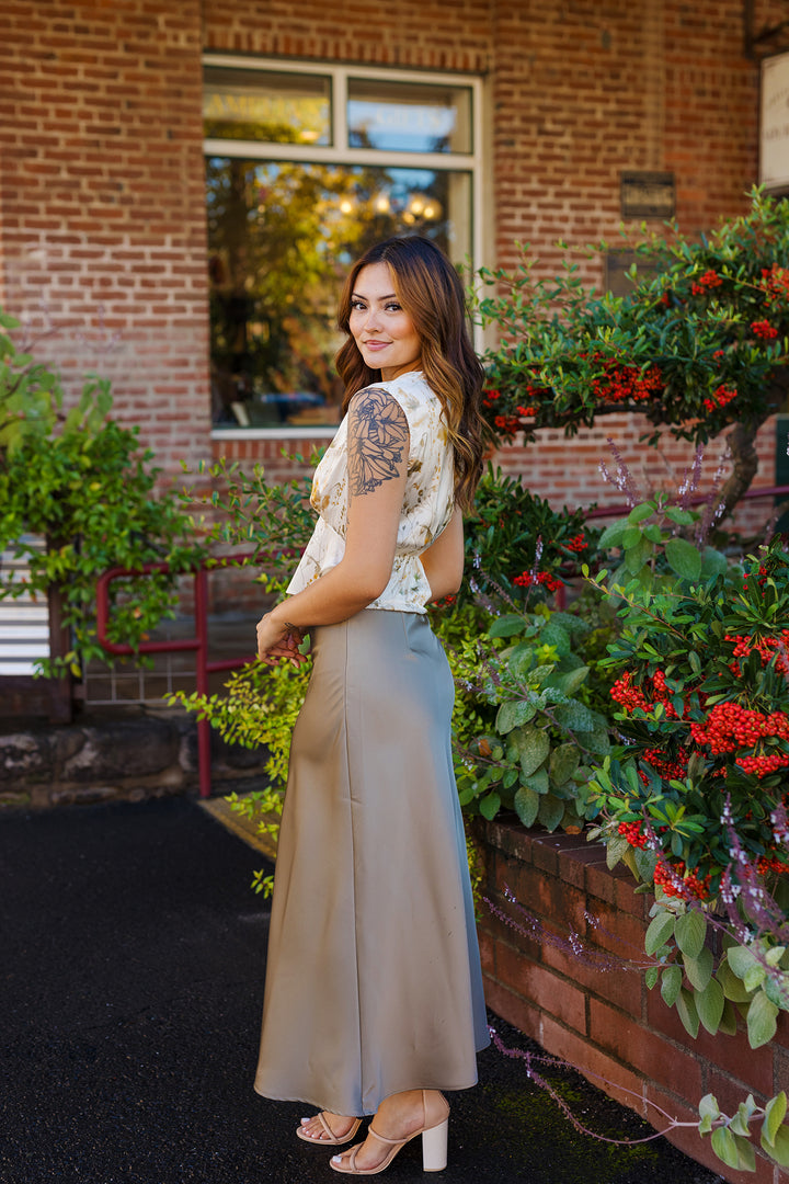 The Ella Moss Satin Midi Skirt