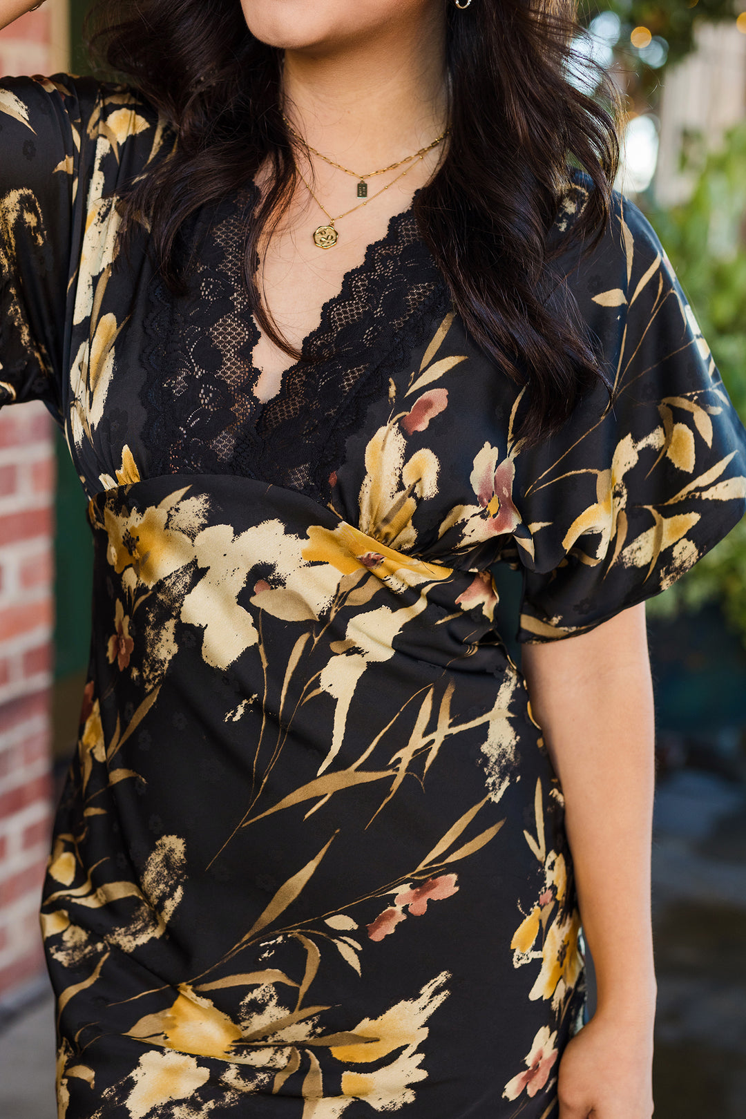 The Mayson Black Floral Satin Maxi Dress