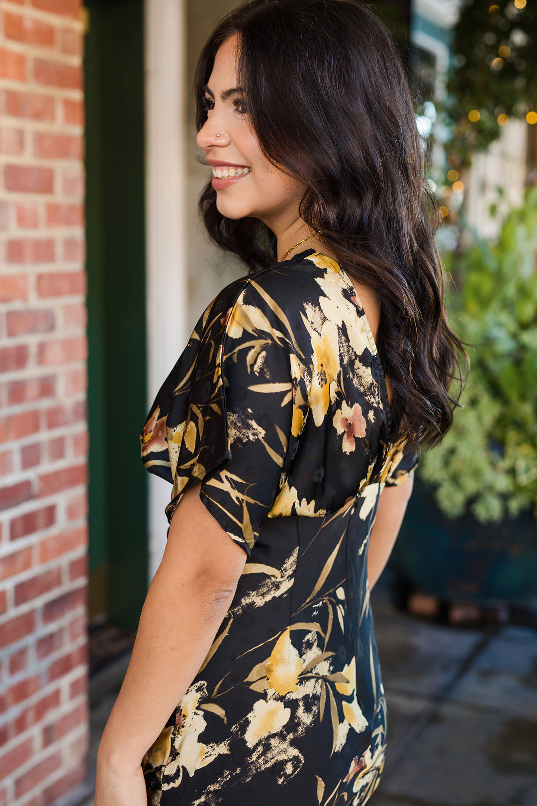 The Mayson Black Floral Satin Maxi Dress