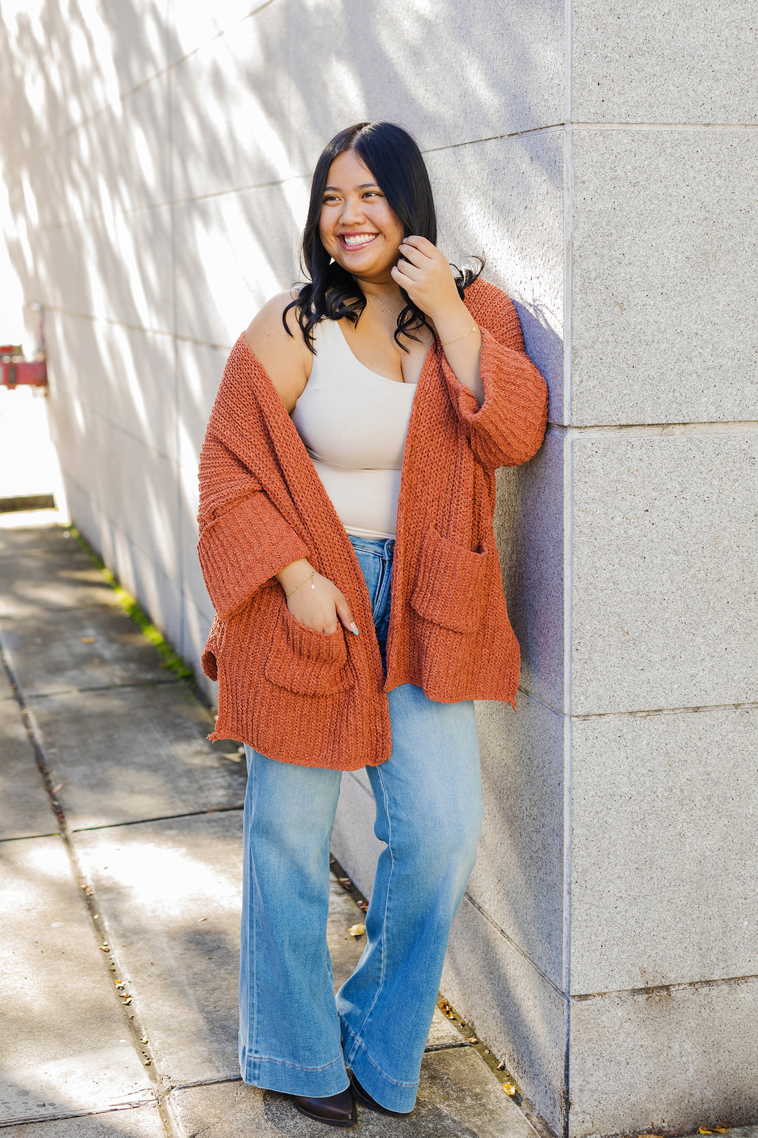 The Cuddle Bug Cocoa Chunky Knit Cardigan Sweater