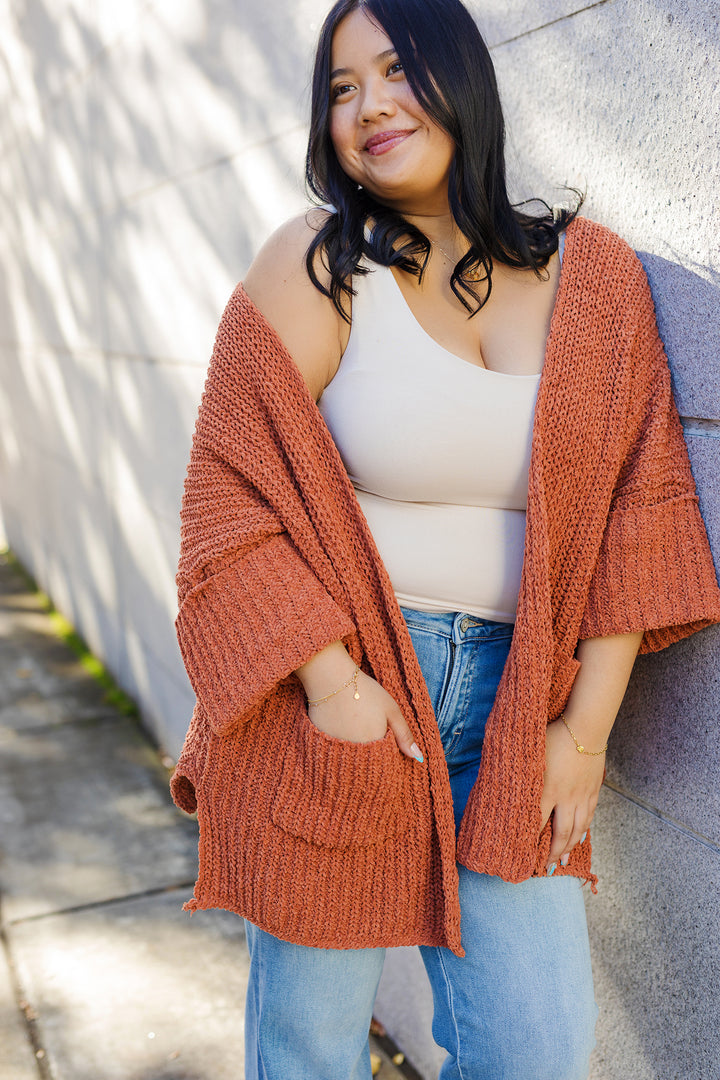 The Cuddle Bug Cocoa Chunky Knit Cardigan Sweater