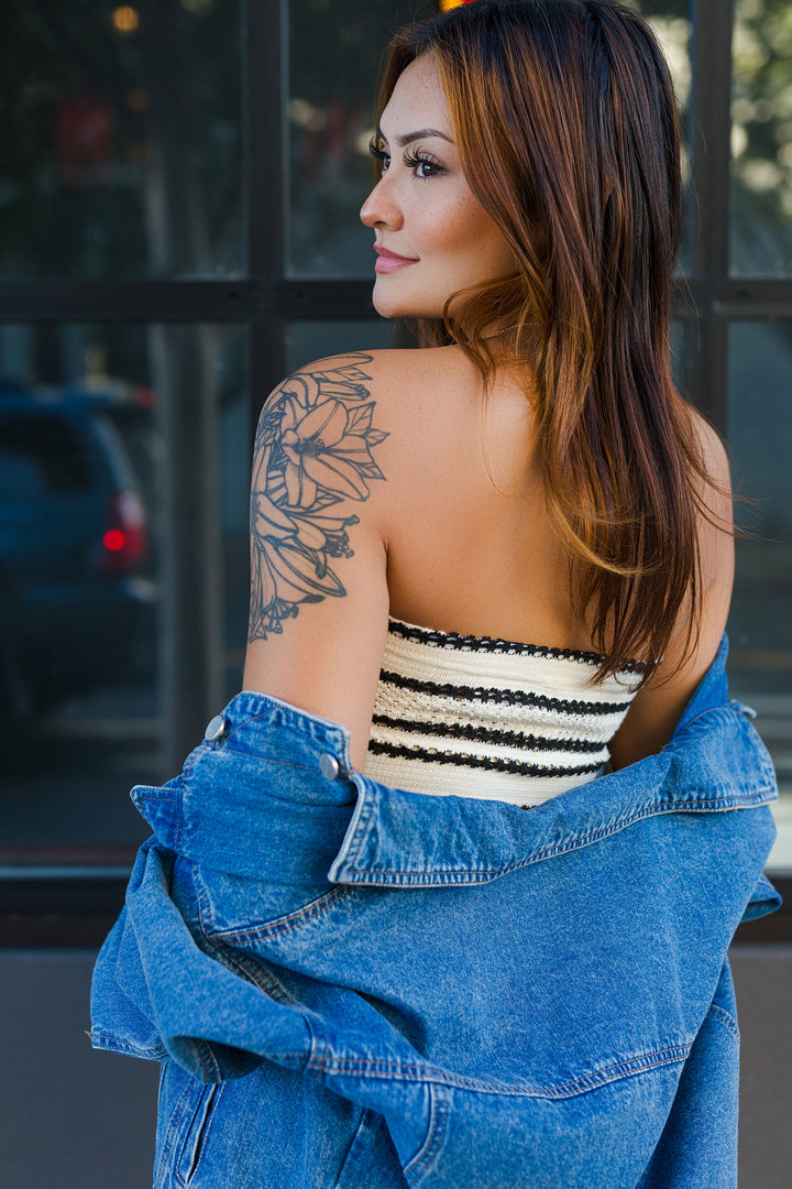 The Between the Lines Straples Maxi Dress