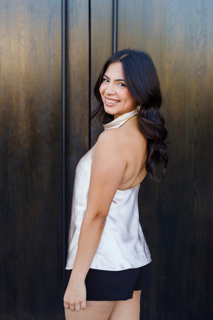 The Golden Hour Satin Halter Top