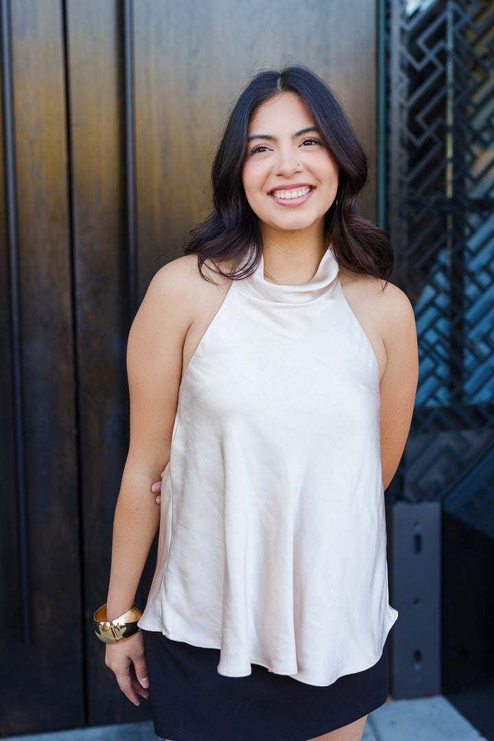 The Golden Hour Satin Halter Top
