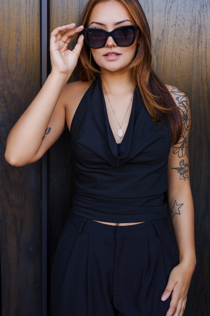 The Halter Ego Cowl Neck Top