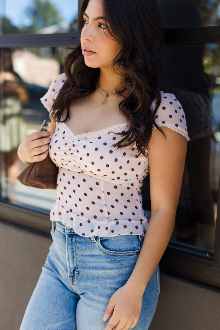 The On the Dot Sheer Tie-Back Top