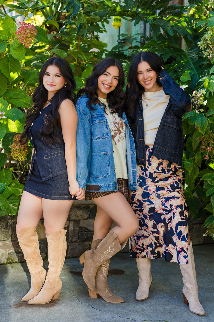 The City Limits Dark Denim Mini Skorts