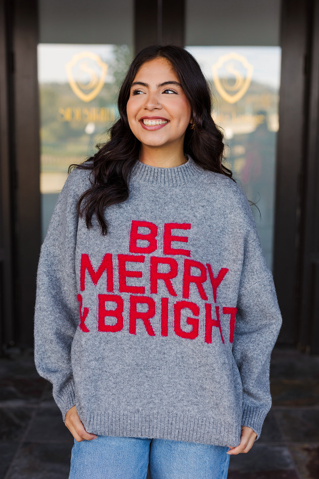 The Merry & Bright Charcoal Knit Sweater