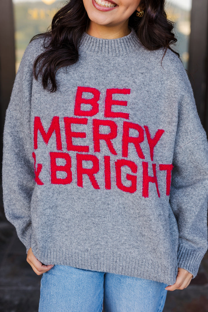 The Merry & Bright Charcoal Knit Sweater