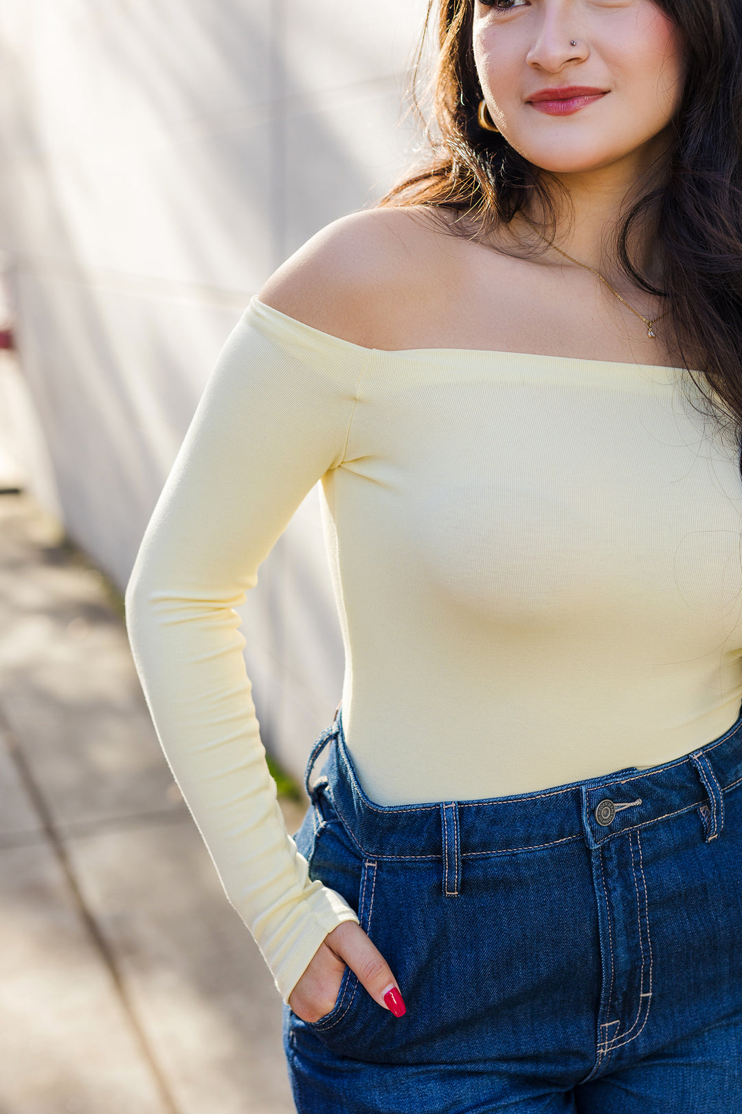 The Taking Names Off The Shoulder Long Sleeve Top