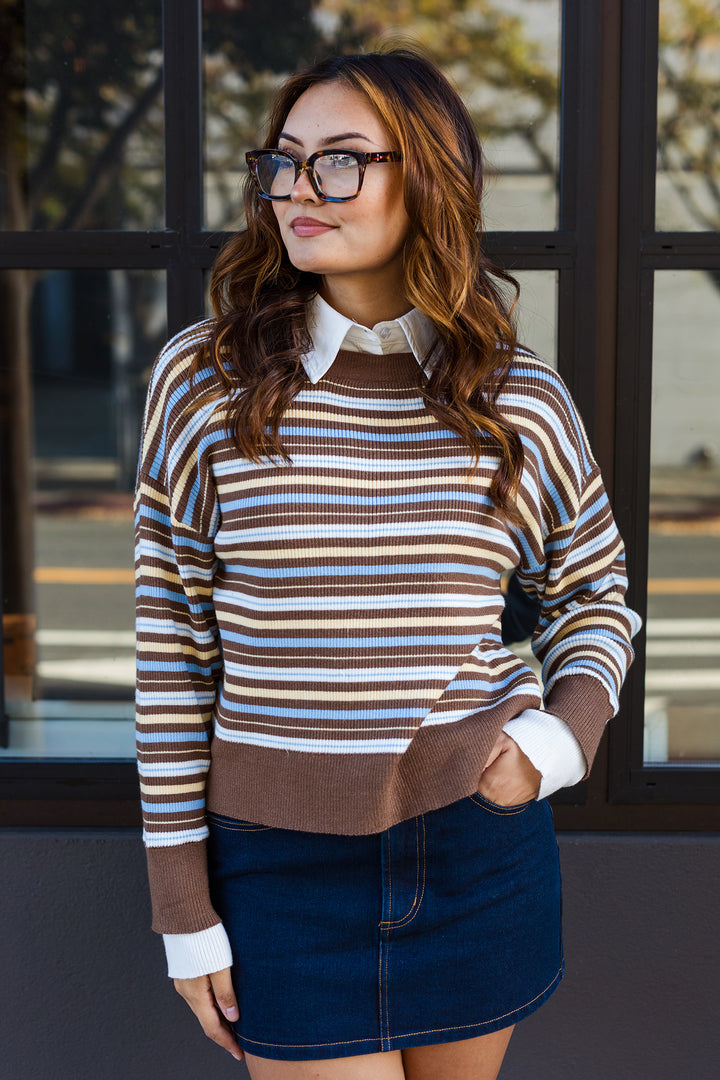 The Earn Your Stripes Collared Knit Top
