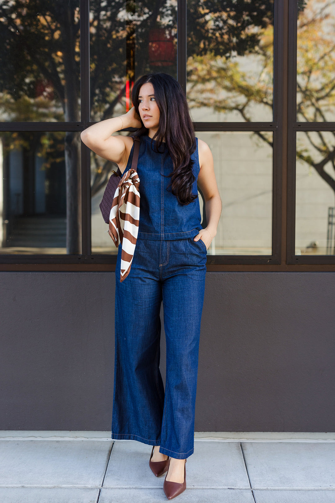 The Power Move Denim Button Back Top