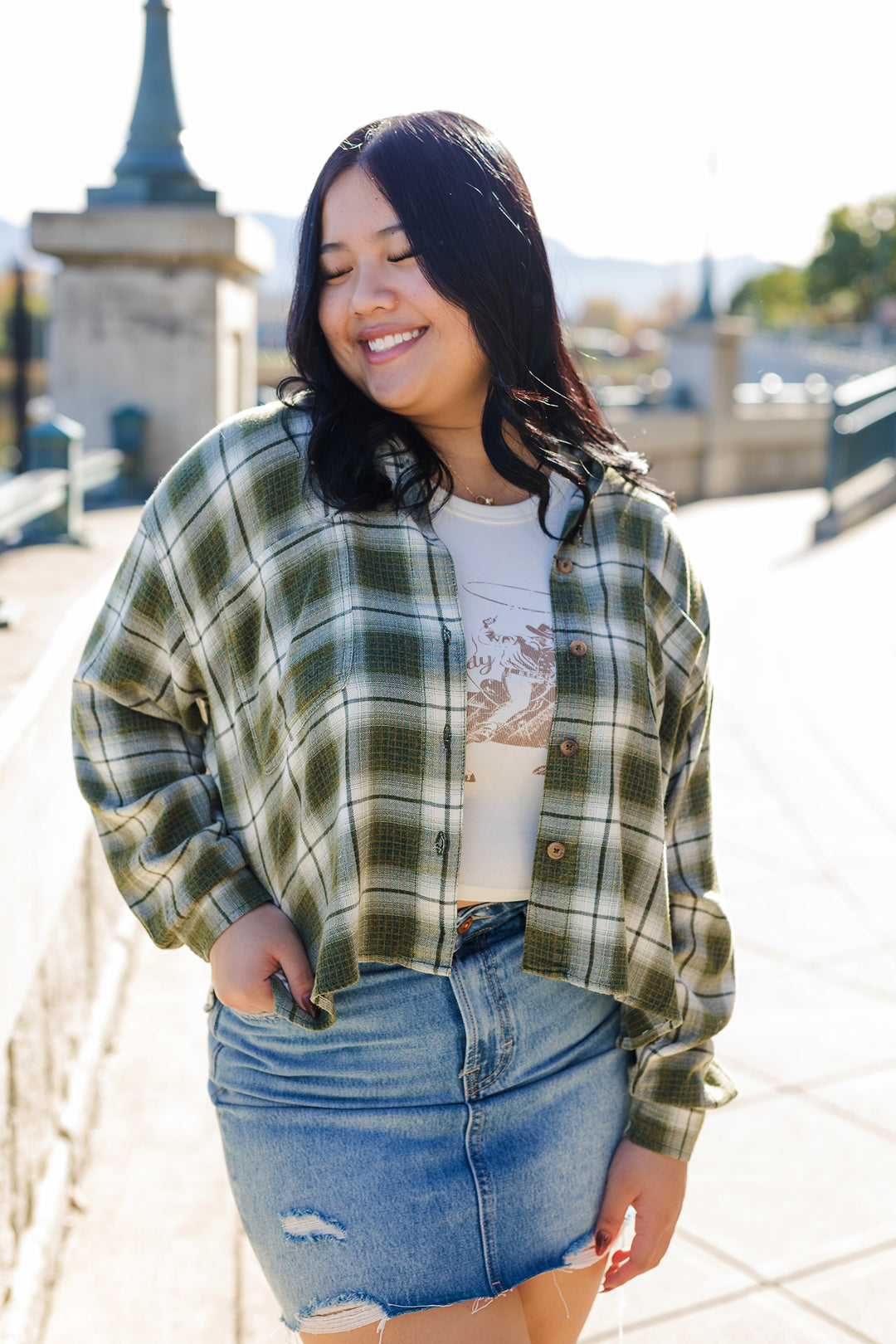 The Perfect In Plaid Boxy Button Front Shirt