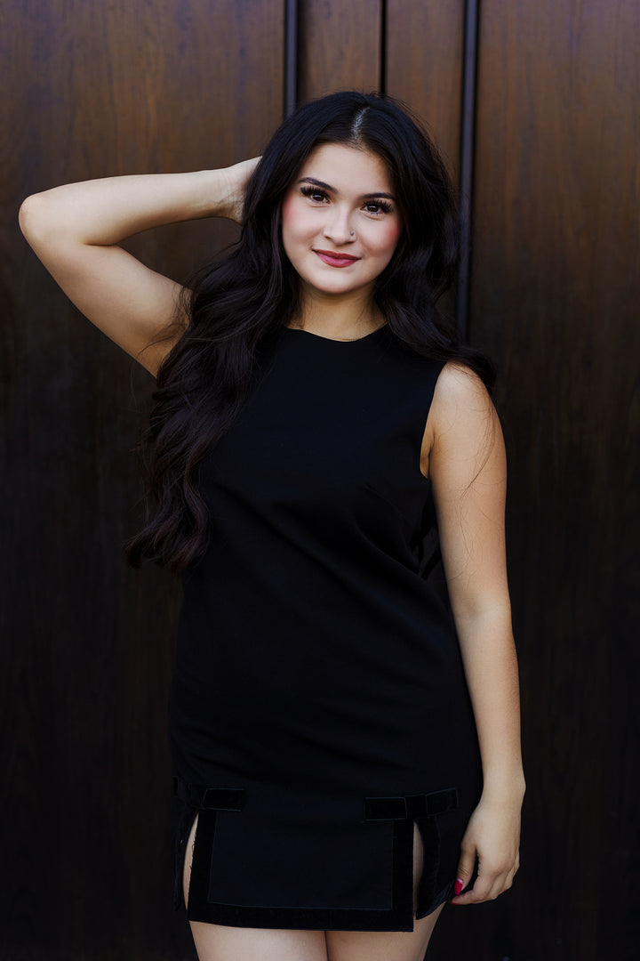 The Party Season Black Slit & Bow Mini Dress