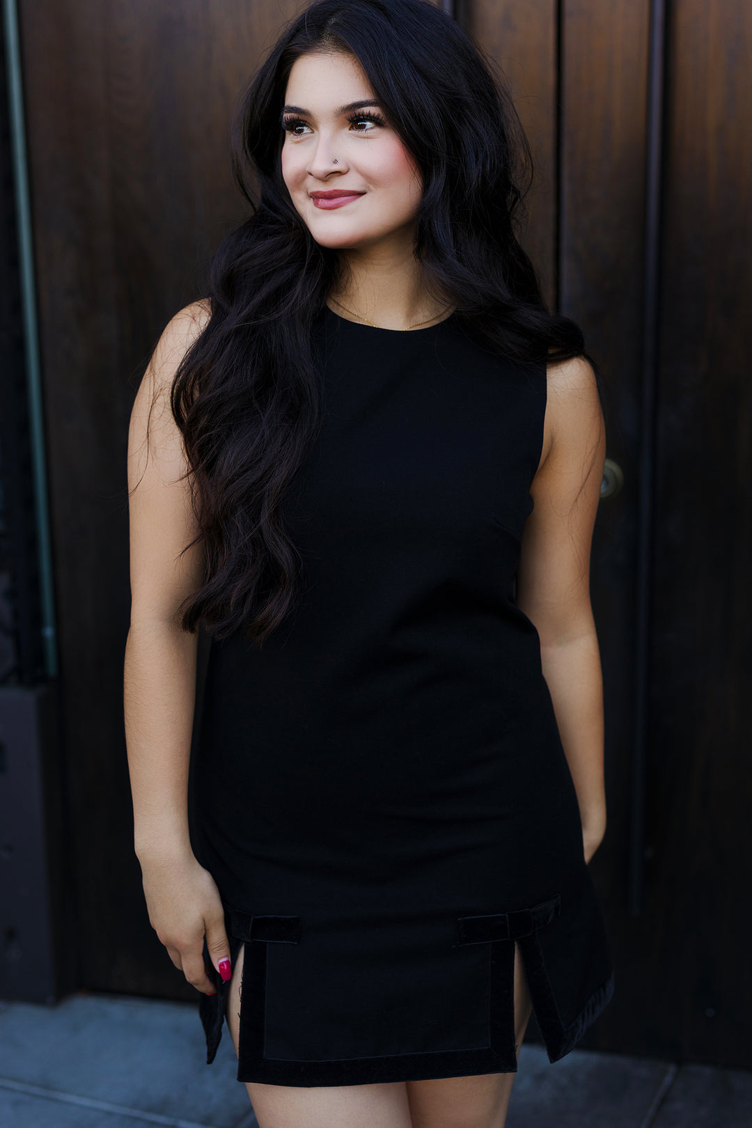 The Party Season Black Slit & Bow Mini Dress