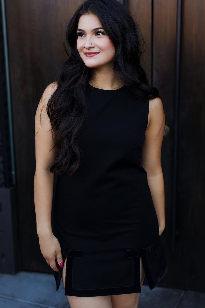 The Party Season Black Slit & Bow Mini Dress