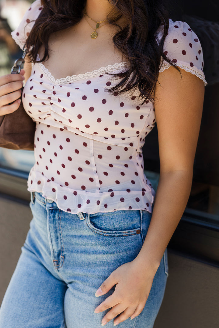The On the Dot Sheer Tie-Back Top