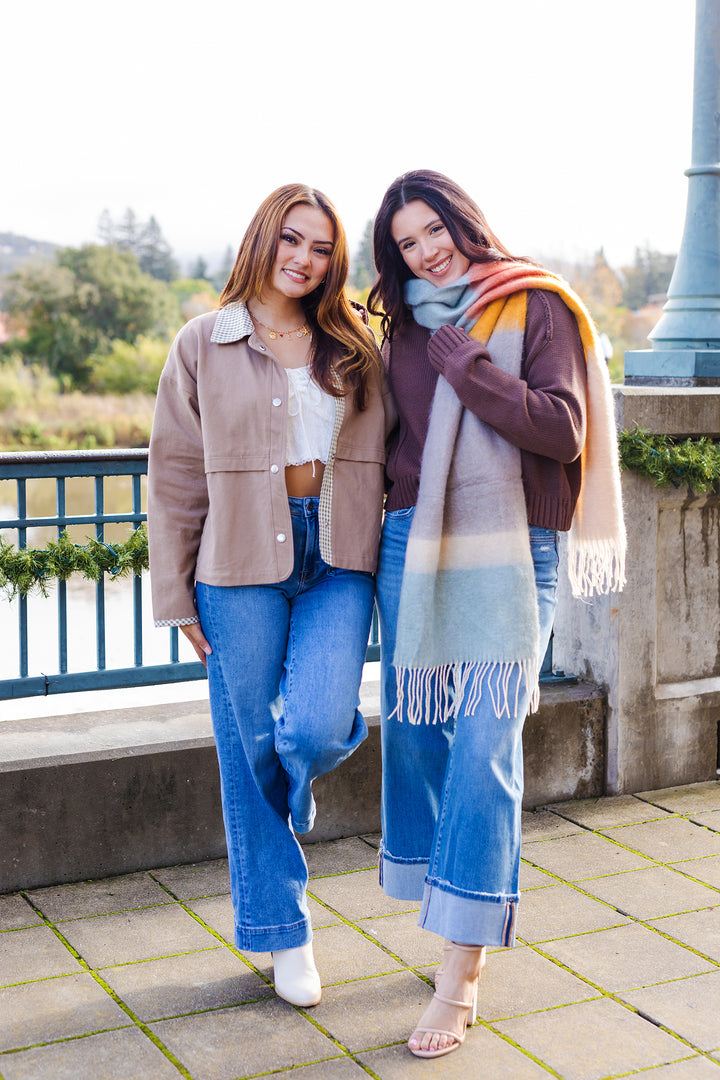 Color Block Faux Mohair Scarf