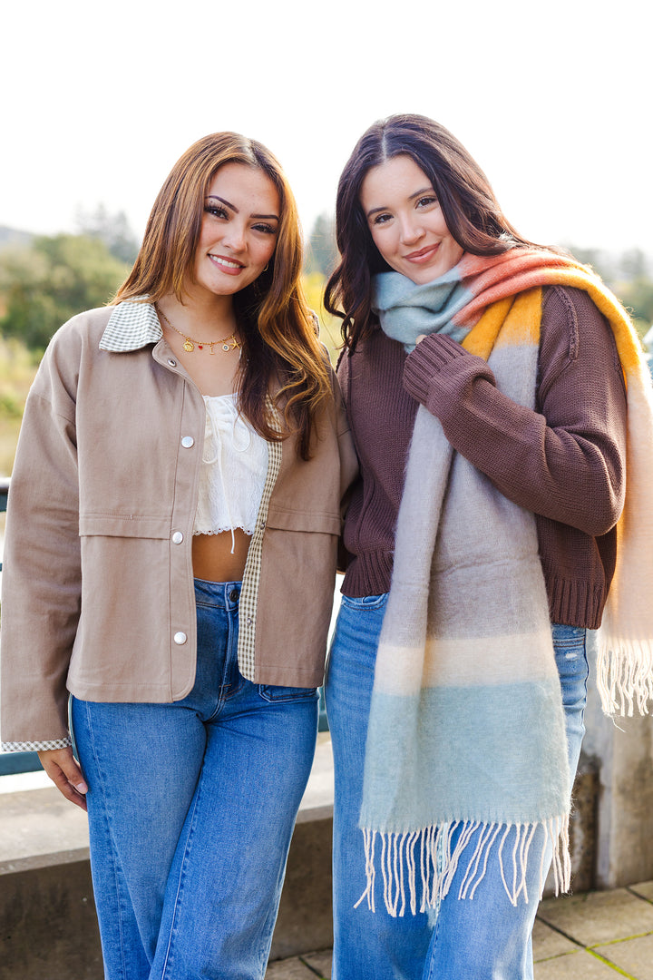 Color Block Faux Mohair Scarf