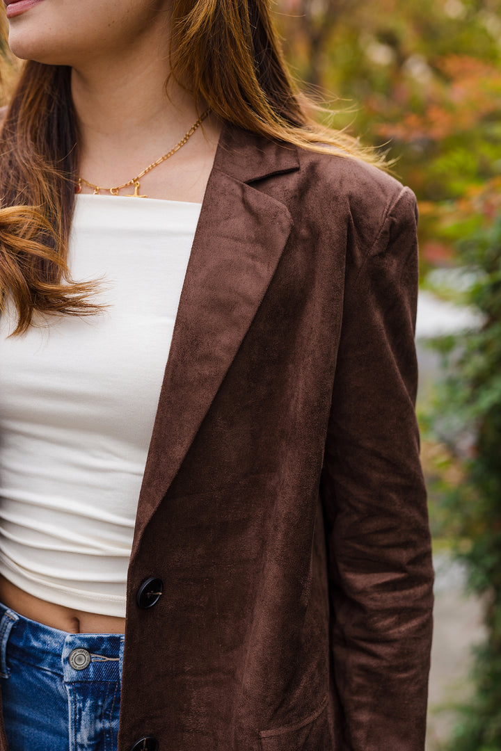 The DTLA Chocolate Brown Faux Suede Blazer