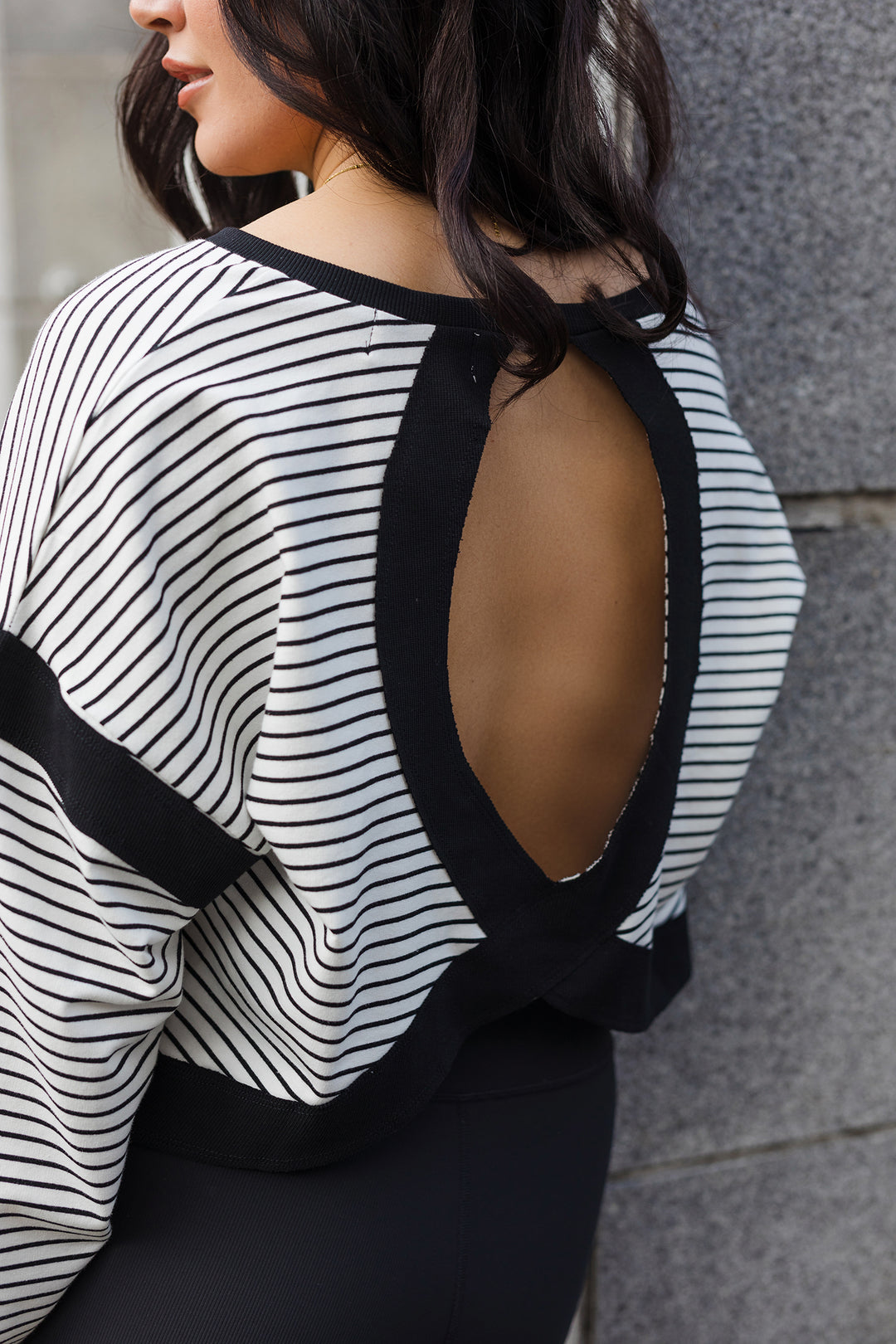 The Stacy's Mom White & Black Stripe Open Back Sweatshirt