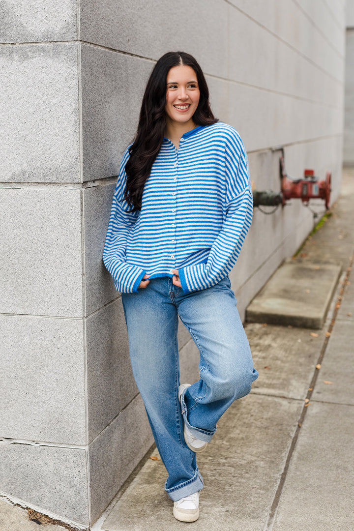 The Piper Striped Soft Cardigan Sweater