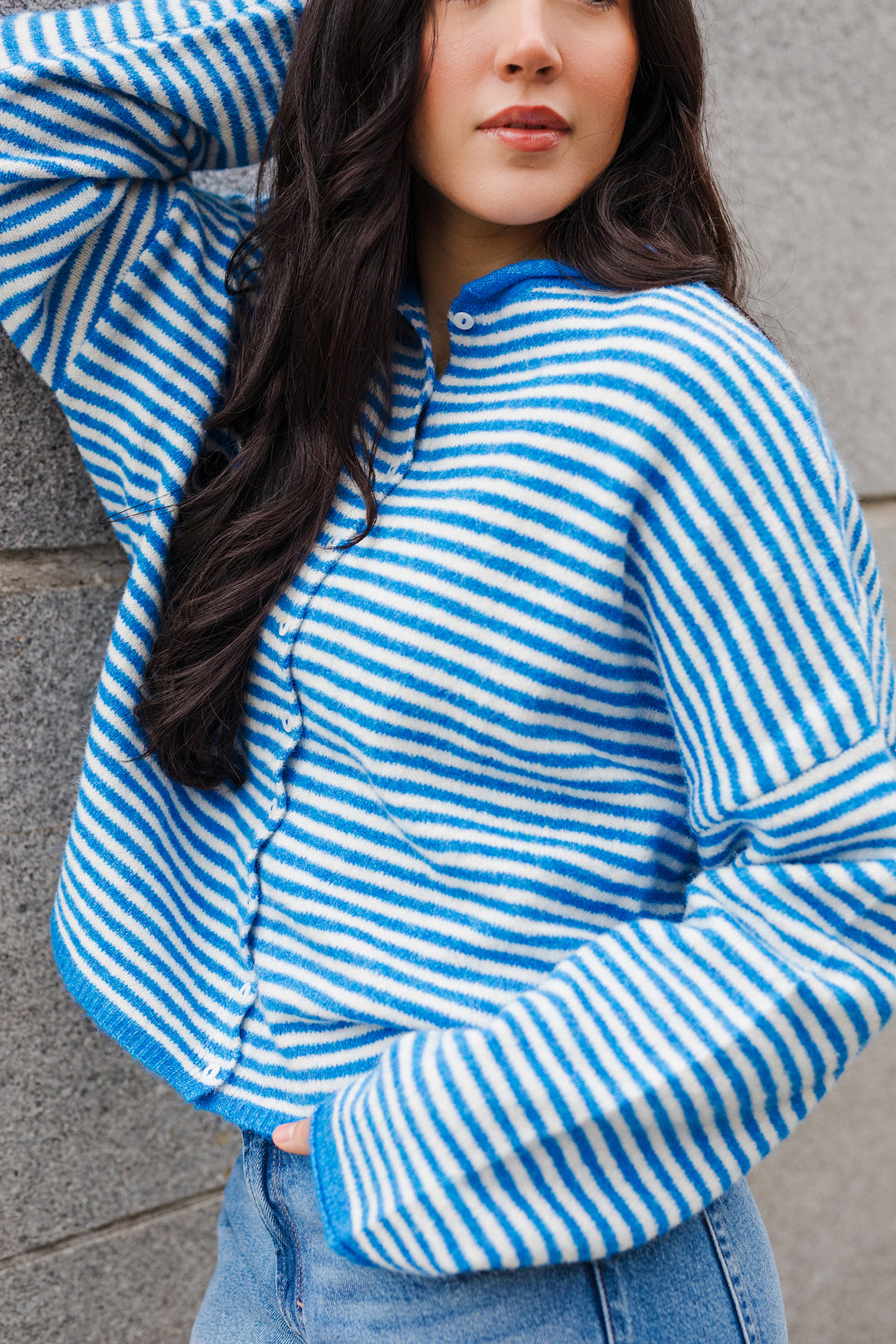 The Piper Striped Soft Cardigan Sweater
