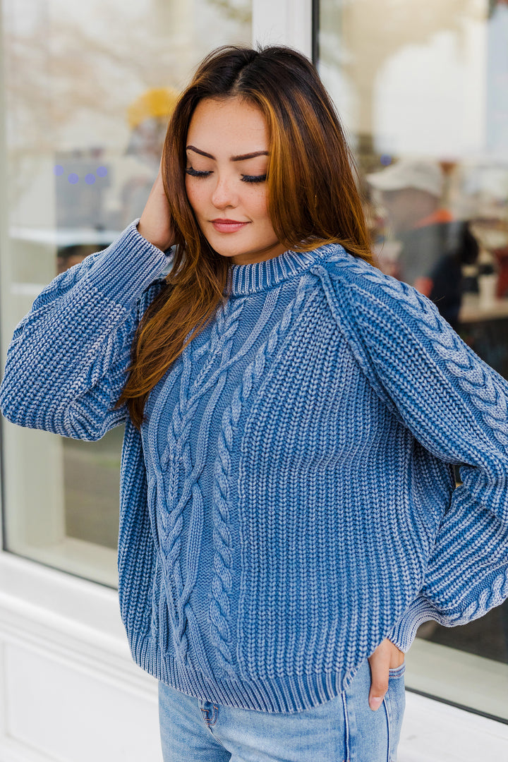 The Beach Cable Washed Chunky Heavyweight Sweater