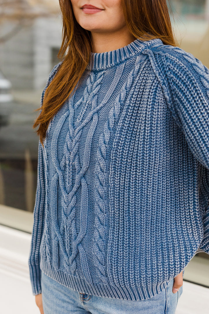 The Beach Cable Washed Chunky Heavyweight Sweater