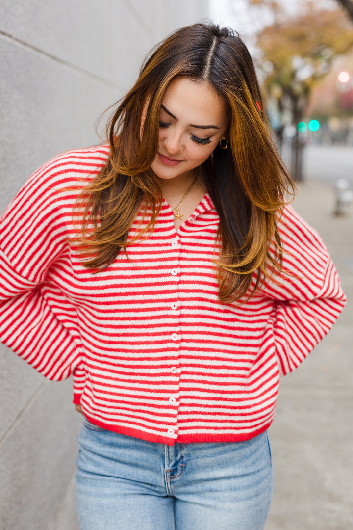 The Piper Striped Soft Cardigan Sweater