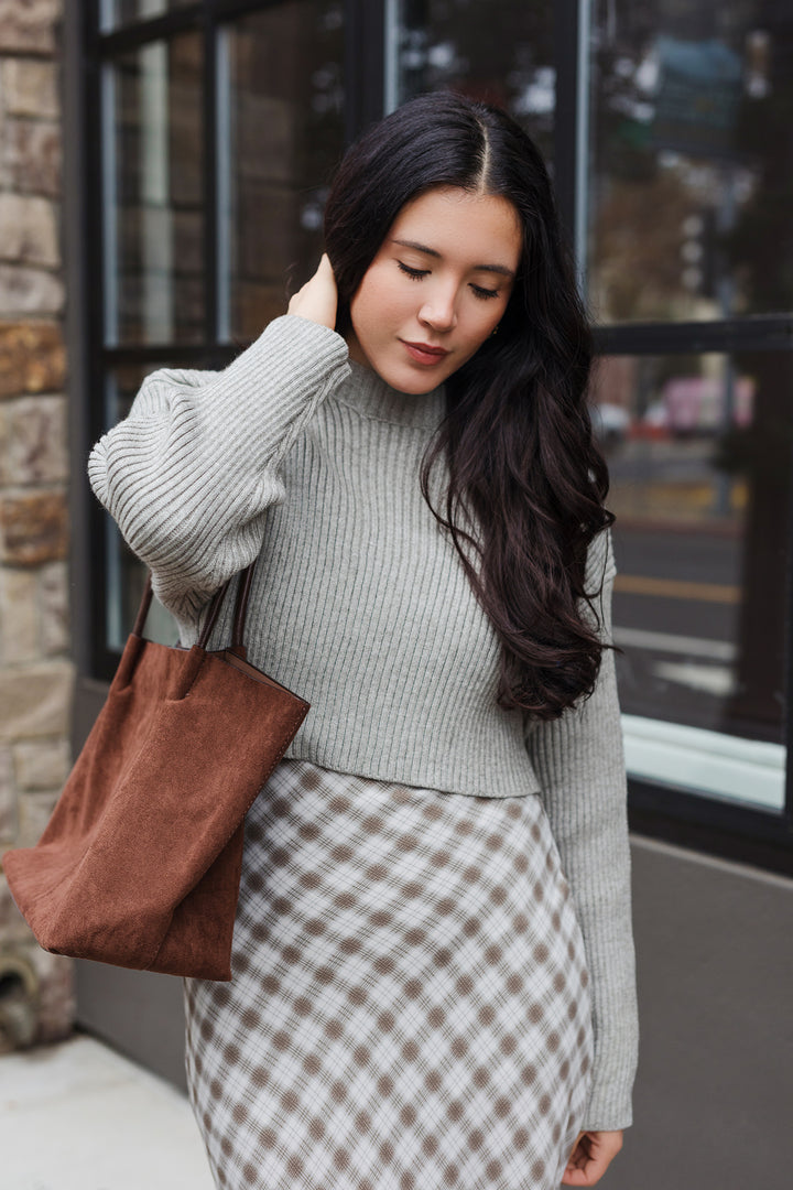 The Caroline Long Sleeve Ribbed Crop Sweater